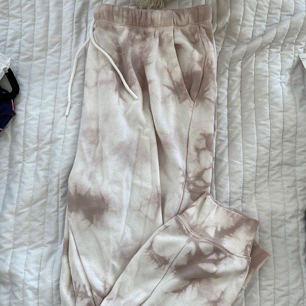 Marble white & pink joggers size medium